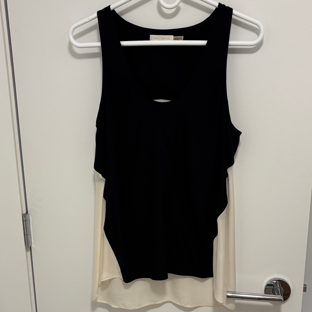 Ramy Brook Silk Sleeveless Black & White Top - Size XS